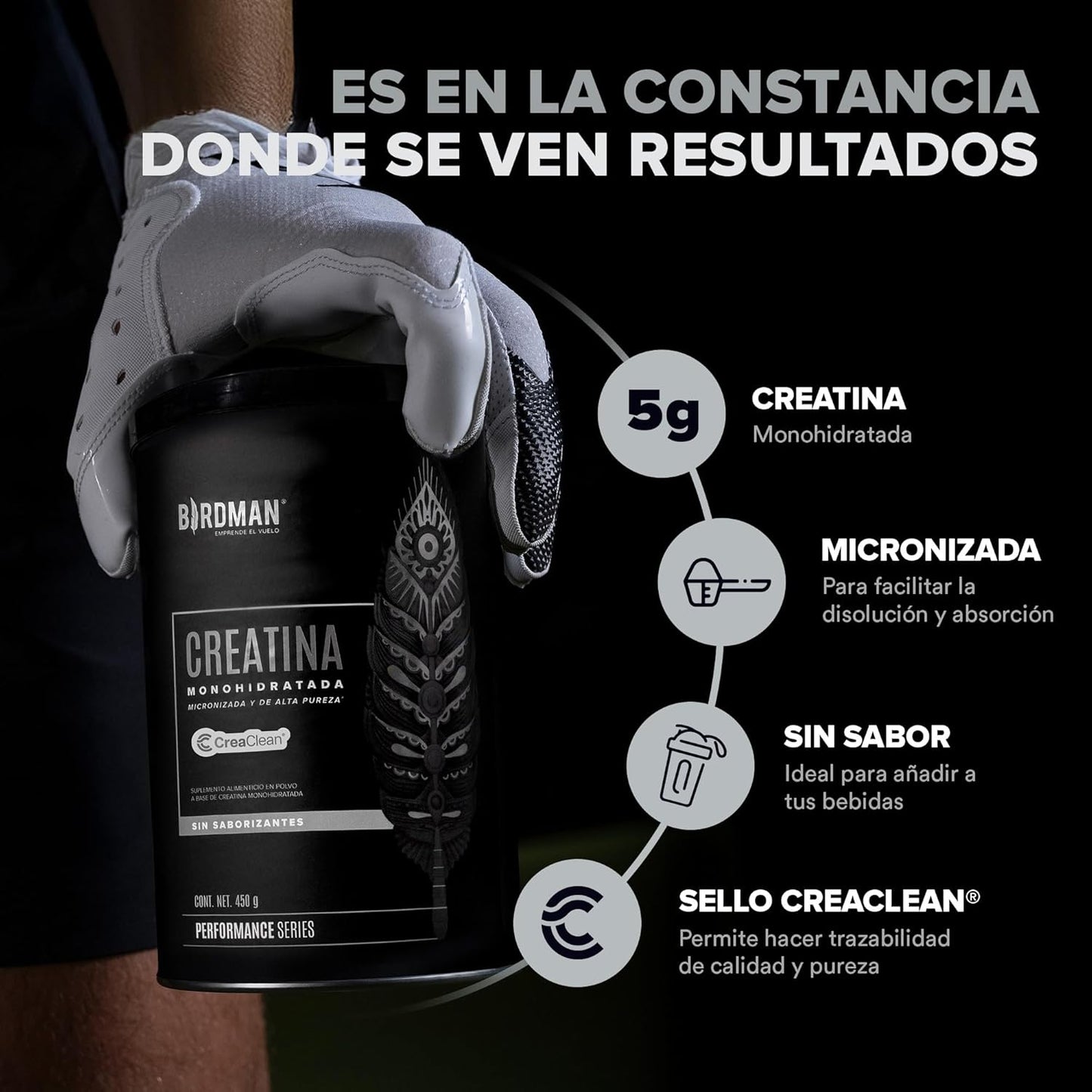 BIRDMAN Micronized Creatine Monohydrate Powder, Unflavored, High-Purity, Organic, Muscle Recovery, Caffeine Free Pre Workout, Post Workout, Gluten Free, Sugar Free
